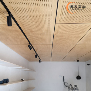Panneaux acoustiques muraux et de plafond en <span class=keywords><strong>bois</strong></span> <span class=keywords><strong>perforé</strong></span> ignifuge, modernes, insonorisés, écologiques, rainurés en MDF pour entrepôts et hôtels (80%) - Product Image 1