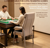 Chaise ergonomique à dossier haut pour Mahjong, avec coussin en mousse épaisse et structure métallique stable, idéale pour la salle à manger, la lecture et les clubs.