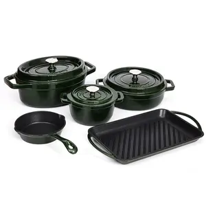 2022 Wholesale Cast Iron Cookware Sets 8pcs Enamel Cast Iron Cookware Set