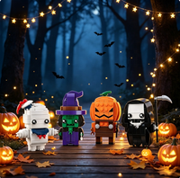 Figurines miniatures d'Halloween en blocs de construction : Fantôme, Grimaceur, Citrouille, Sorcière, Momie – Jouets en briques DIY compatibles, idéaux pour la décoration de fête et les cadeaux pour enfants