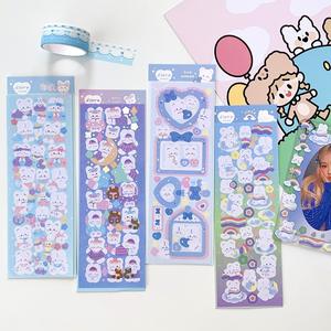 Pegatinas Coreanas con Diseño de Osito, Cinta y Confeti, para Diarios, Decoración de Álbumes de Fotos, Álbumes de Fotos de Kpop, Scrapbook, Pegatinas de PET - Product Image 1