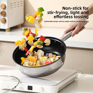 Batterie de cuisine universelle 12 pièces style occidental, comprenant poêle antiadhésive sans revêtement, marmite à soupe et casserole à lait, avec couvercles en verre, compatible tous feux - Product Image 4