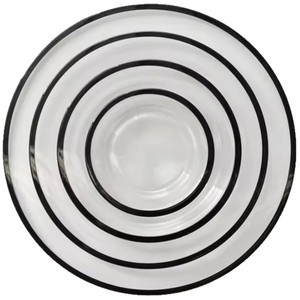 Assiette en verre transparente de qualité supérieure, de luxe, avec bordure en perles dorées - Product Image 4