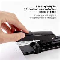 Agrafeuse professionnelle à bras long, profondeur de pliage de 12 pouces - Capacité de 20 feuilles pour reliure de livrets et brochures - Noire