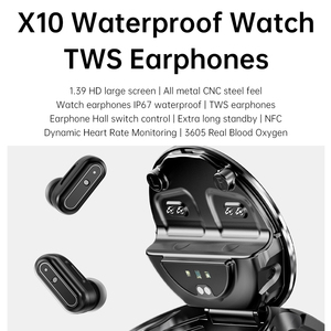 X10 Vòng Đầy Đủ Màn Hình TWS 2in1 Không Dây Earbuds NFC Trả Lời Cuộc Gọi Sức Khỏe Màn Hình Áp Lực Thể Thao Âm Nhạc IP67 Smartwatch Thông Minh Đồng Hồ - Product Image 2