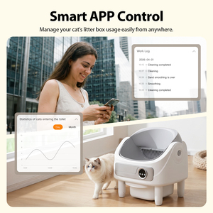 Caja de Arena Inteligente Autolimpiable para Gatos, Inodora, Automática, 75L, Grande, Control por Aplicación, Sistema de Eliminación de Olores, Redonda de Plástico - Product Image 4