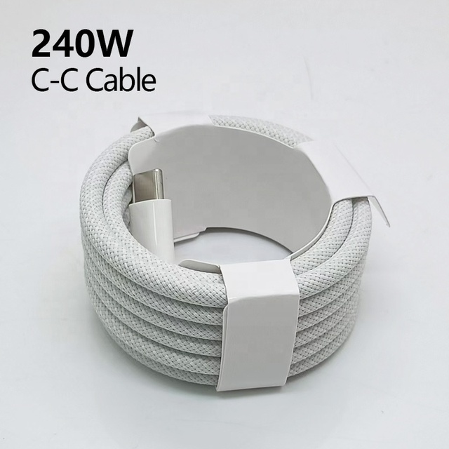 240W PD Fast Charging USB C to USB C Cable 2M Nylon Braided Type C Data Cord Compatible with Phone 15 16  17 18