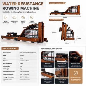 <span class=keywords><strong>Rameur</strong></span> à résistance réglable ZB-RM-3, cadre en <span class=keywords><strong>bois</strong></span> massif, pliable, pour un entraînement complet du corps, appareil de cardio à domicile - Product Image 2