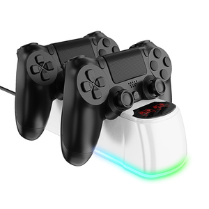 Soporte de base de carga dual para controlador P4 Luz RGB y cable Micro USB Incluido Comunicación por cable de plástico - Product Image 5