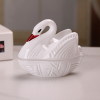 Pot à bonbons en verre sodocalcique Black Swan avec couvercle, style européen, pour snacks, fruits secs, décoration de salon
