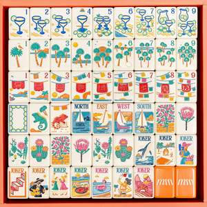 Jeu de tuiles de mahjong de luxe personnalisables en acrylique, style américain, gravées en profondeur, Masion Mahj Combo Beach - Product Image 3
