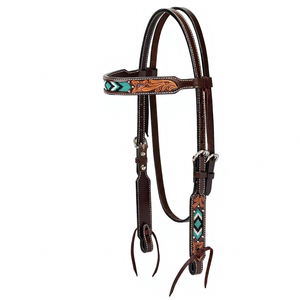 Bride de cheval en cuir de forme anatomique de haute qualité légère avec doublure douce et front ondulé - Product Image 1
