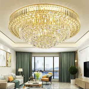 Kristal tavan ışıkları otel yatak odası oturma yemek odası için lambalar lüks tavan ev dekor lambası yuvarlak LED altın tasarım aydınlatma