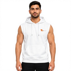 Wholesale Mens Fitness <b>Sleeveless</b> Hooded Tank Top Custom Gym Men Workout Muscle <b>Hoodie</b> Gymwear Hot Fashion Custom Gym Tank Top - Product Image 1