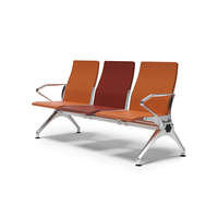 Banc d'attente 3 places FLYA avec coussin en PU, chaise d'attente pour aéroport, chaise d'attente pour hôpital, chaise d'attente en aluminium avec table basse