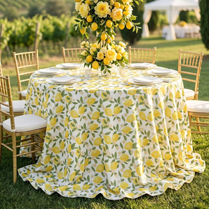 Nappe en polyester imprimée lavable de qualité hôtelière, tissu personnalisé, résistante, pour réceptions de mariage et galas - Product Image 1