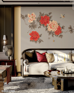 Papel Tapiz Mural <span class=keywords><strong>3D</strong></span> de Alta Calidad Personalizado con Diseño en Relieve, Pintado a Mano con Motivos Florales y de Aves para Decoración del Hogar - Product Image 5