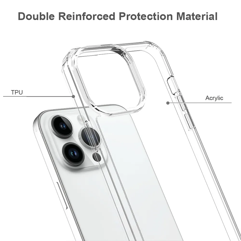 Vendita calda Amazon antiurto antigraffio in cristallo trasparente custodia per telefono cellulare per iPhone 15 Pro Max