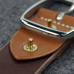 Remache de latón de cabeza plana, remaches de cobre sólido y remaches para cinturón de cuero, 3,4mm x 19mm