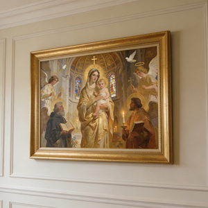 Dipinto d'Arte Religiosa Tradizionale, Pittura a Olio con Cornice in Legno per Decorazione Murale del Soggiorno, Durevole - Product Image 6