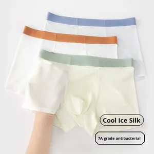 Ice Silk Mid-Rise Knitted Underwear Men's Summer Boxer Briefs Seamless Sports Ultra-thin Waffle Large Size Breathable - Product Image 1