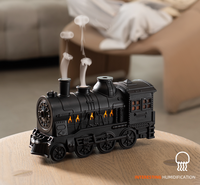 Diffuseur d'huiles essentielles unique en forme de train rétro, humidificateur ultrasonique à brume froide, diffuseur d'arômes avec veilleuse, diffuseur de parfum de bureau