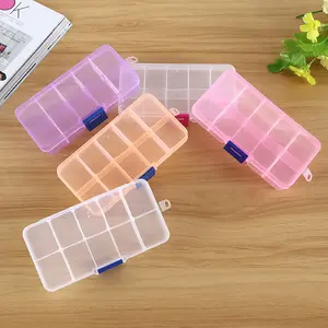 Manufacturer Small/large 10 Grid fixed Siamese Covered Transparent Plastic Storage Box Jewelry bead Finishing case