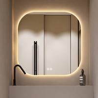 Miroir LED intelligent sans cadre CF Square, fonctionnalités personnalisables en option, taille personnalisée 50-100 cm, miroir mural pour salle de bain avec éclairage