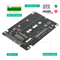 2 in 1 menggabungkan M.2 NGFF key B & mSATA SSD ke 2.5 SATA3 Adapter dengan plastik penutup