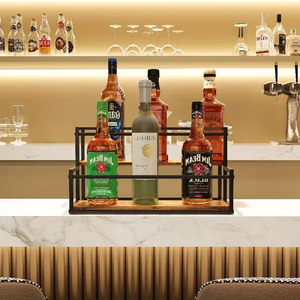 Espositore <span class=keywords><strong>per</strong></span> Bottiglie di Liquori a 2 <span class=keywords><strong>Ripiani</strong></span>, Portabottiglie da Bar, Supporto <span class=keywords><strong>per</strong></span> Vino e Whisky, Organizzatore <span class=keywords><strong>per</strong></span> Bancone <span class=keywords><strong>Cucina</strong></span> - Product Image 4