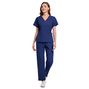 Women Two Piece Scrub Suit Short Sleeve Moisture Wicking Medical Uniform For Dental Clinic Hospital Staff Split Set - Product Image 3