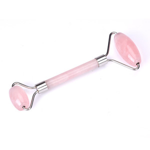 Wholesale double head face eye massage rose quartz natural gemstone jade stone roller - Product Image 2