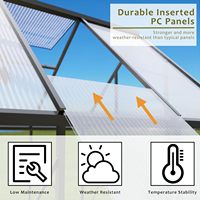 Invernaderos de Policarbonato de 6 x 4 Pies para Exteriores con Ventilación en el Techo, Invernadero de Aluminio Resistente y Accesible