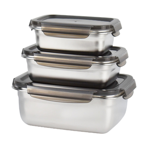 350/550/850/1800/2800ML 304 stainless steel air tight food storage container set with PP lids stackable lunch box