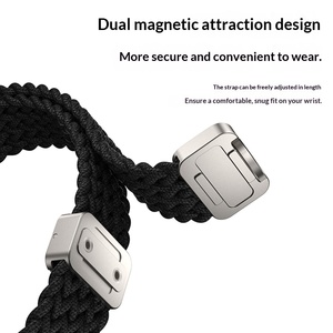 สายนาฬิกาแบบถักพร้อมหัวเข็มขัดแม่เหล็กสำหรับ <span class=keywords><strong>Apple</strong></span> <span class=keywords><strong>Watch</strong></span> Series 10 9 <span class=keywords><strong>8</strong></span> 7 6 สายนาฬิกาไนลอนยืดหยุ่น - Product Image 3