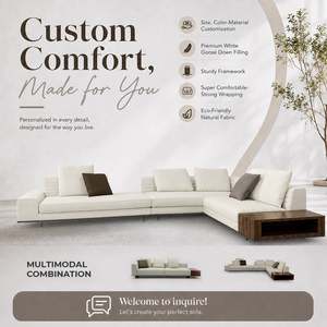 Set di Divani Modulari Moderni <span class=keywords><strong>per</strong></span> <span class=keywords><strong>Soggiorno</strong></span>, Divano Componibile a L Grande Personalizzabile in Tessuto con Tavolino Laterale - Product Image 1