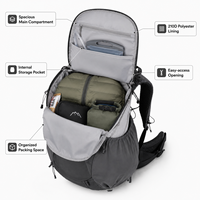 Sac à dos de camping en plein air 40L, en tissu ripstop, confortable, pour la randonnée, avec système de dos suspendu