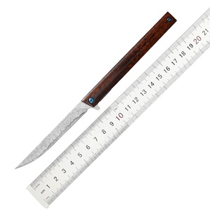 Coltello pieghevole damasco di alta qualità per la caccia al campeggio e la sopravvivenza all'aperto durevole EDC coltello da combattimento in legno manico - Product Image 6