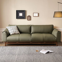Ensemble de canapés d'angle en bois massif de style nordique S1026 avec housse amovible en cuir, noyer noir, pour appartement, hôtel, villa, salons