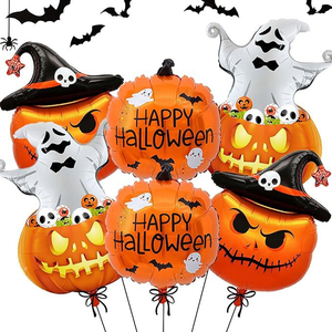 Globos de Aluminio con Forma de Calabaza y Momia, Set de Globos para Fiesta de Halloween Infantil, Decoración para Fiestas - Product Image 1