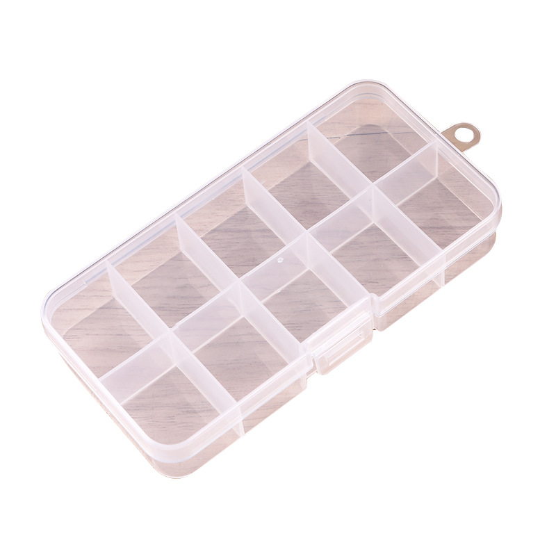 Небольшой фиксированный интегрированный прозрачный пластиковый несъемный ящик для хранения с 10 ячейками