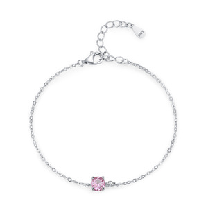 Conjunto de Pulsera y Anillo de Plata de Ley 925 con Circonita Rosa Dulce, Joyería Sencilla, Versátil y Elegante al Estilo Instagram para Mujer - Product Image 2