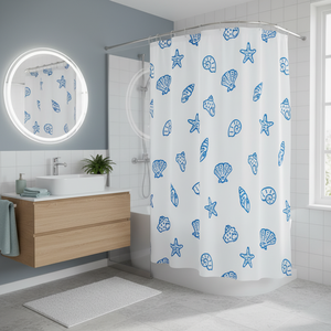 Collezione Spirella Concha, Tenda da Doccia in Tessuto 180 x 200, 100% Poliestere, Blu - Product Image 3