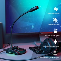 Microphone à col de cygne à condensateur USB tout métal MAONO avec bouton de silence pour les jeux, les conférences, les réunions, les jeux sur ordinateur