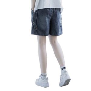 Été Nouveau Style Femmes Mode Léger Respirant Taille Haute Denim Shorts Loose Wide-leg Colored Wash - Product Image 5