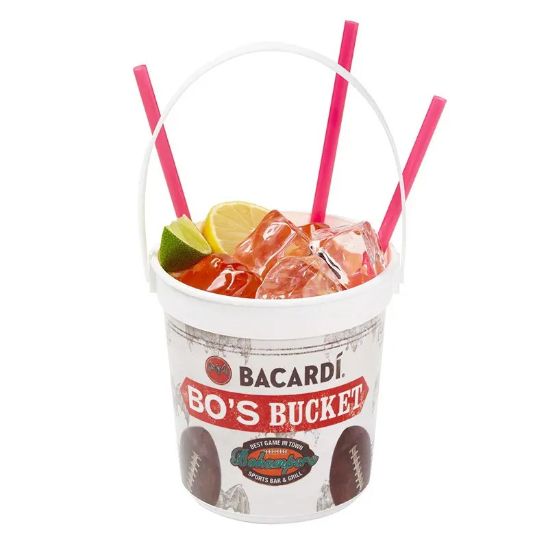 Customized logo 32 oz Plastic Bacardi Rum Drink Bucket