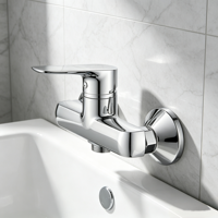 Robinet de douche mural à poignée unique au design moderne en alliage de zinc avec cartouche céramique polie, idéal pour les hôtels et appartements