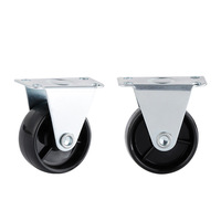 Roulettes fixes pour meubles de 50 mm (2 pouces), petites roues rigides en PP noires