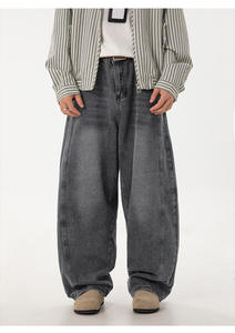 Jeans da uomo a vestibilità ampia, lavati, primavera estate, nuovo stile, design con spacchi laterali, pantaloni a carota, pantaloni lunghi stile retrò americano - Product Image 4