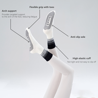 Chaussettes d'équipage tricotées en coton de haute qualité pour femmes Yoga danse Pilates sport respirant antidérapant Grip Logo personnalisé quantité minimale de commande bas